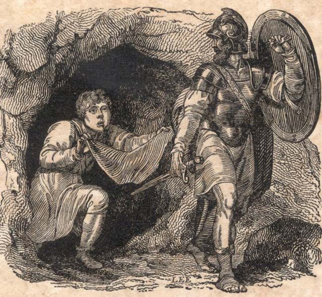 David Showing Saul The Skirt Of His Robe - 1 Samuel Image