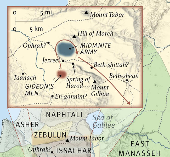 Gideon Defeats The Midianites ESV Global Study Bible Image   Map 07 05 A 