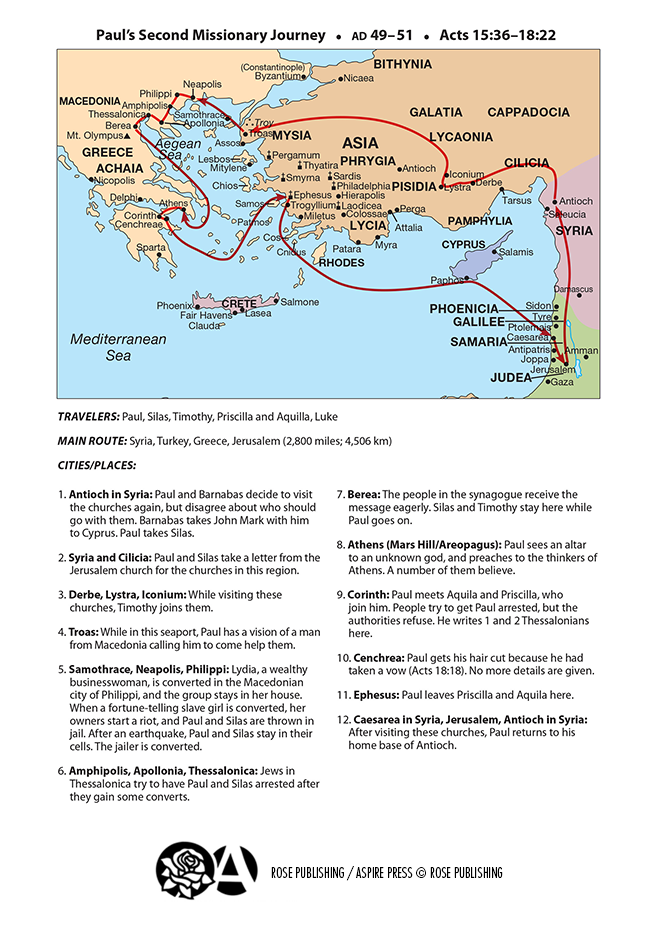 Paul S Second Missionary Journey Rose Publishing Image   Maps Paul2 A 