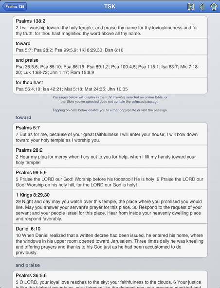 TSK links correlating passages