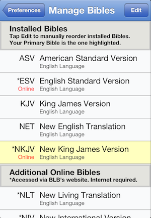 The BLB For IPhone || User Manual || Manage Your Bibles